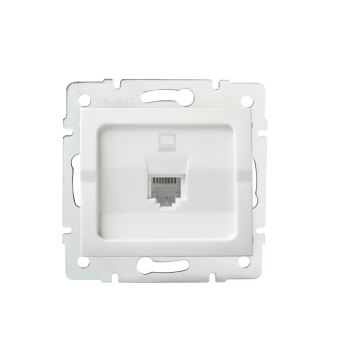 LOGI Einzel-Netzwerksteckdose RJ45 Cat5e Jack Datenbuchse Weiss 25108
