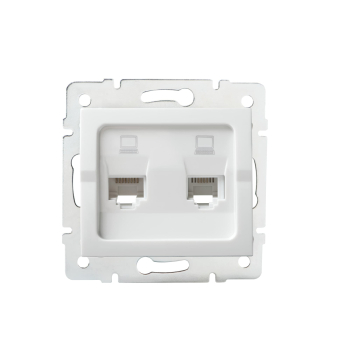 LOGI 2-fach Datenbuchse Netzwerksteckdose RJ45 Cat5e Jack Weiss 25110
