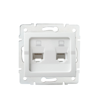 LOGI 2-fach Datenbuchse Netzwerksteckdose RJ45 Cat5e Jack Weiss 25110