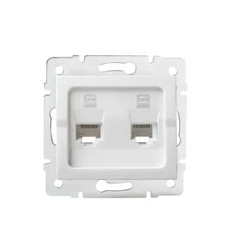 LOGI 2-fach Datenbuchse Netzwerksteckdose RJ45 CAT6 Jack Weiss 25111