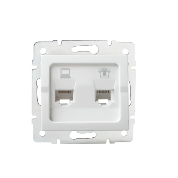 LOGI Netzwerkdose und Telefonsteckdose (RJ45 Cat5e + RJ11) Weiss 25112