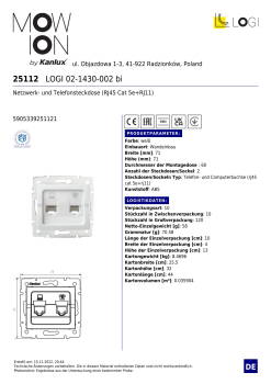 LOGI Netzwerkdose und Telefonsteckdose (RJ45 Cat5e + RJ11) Weiss 25112
