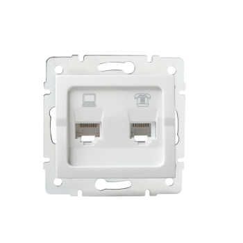 LOGI Netzwerkdose und Telefonsteckdose (RJ45 Cat5e + RJ11) Weiss 25112