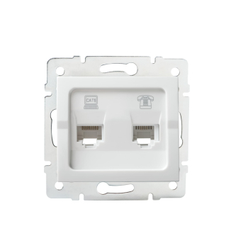 LOGI Netzwerkdose und Telefonsteckdose (RJ45 Cat6 + RJ11) Weiss 25113