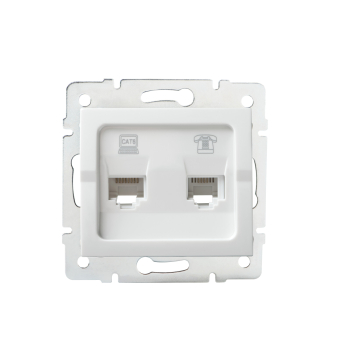LOGI Netzwerkdose und Telefonsteckdose (RJ45 Cat6 + RJ11) Weiss 25113