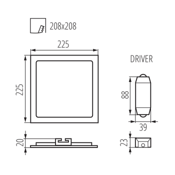 LED Panel 4000K Einbauleuchte KATRO 18W Downlight weiß eckig 28943
