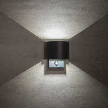 LED Wandleuchte REKA PIR Sensor 4000K graphit 7W IP54 abgerundet 28995
