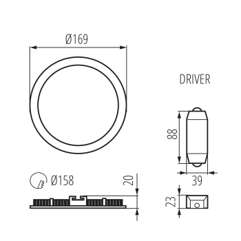 LED Panel 4000K ROUNDA V2 12W 780Lm IP44/20 Downlight weiß 28931
