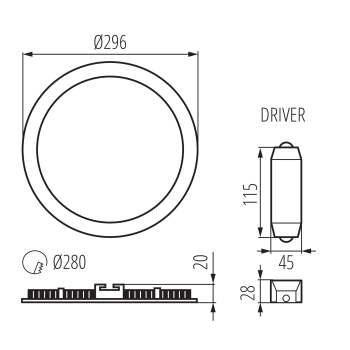 LED Panel 4000K ROUNDA V2 24W 1680Lm IP44/20 Downlight weiß 28936