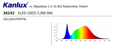LED Filament Lampe XLED G95 4000K E27 5,8W Leuchte 470Lm neutralweiss 36242