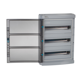 Preview: IP65 Sicherungskasten ABS KDB 3x18 / 54 Module Aufputz Verteilerkasten IDEAL 38456