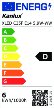 Preview: 5,9W LED Kerze XLED C35F 2700K 806Lm E14 Leuchtmittel Windstoß Kanlux 39084