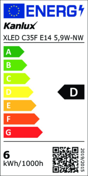 Preview: 5,9W LED Kerze XLED C35F 4000K 806Lm E14 Leuchtmittel Windstoß Kanlux 39085