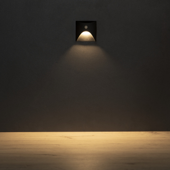 Preview: LED Treppenleuchte mit Bewegungsmelder EXIN schwarz 3000K IP65 eckig 230V 39130