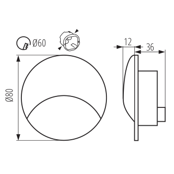 LED Treppenleuchte EXIN grau 4000K IP65 - runde Stufenleuchte 39134
