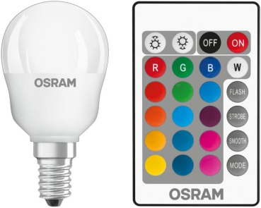 Preview: Osram RGB LED Leuchtmittel E14 Fernbedienung Farbwechsel dimmbar