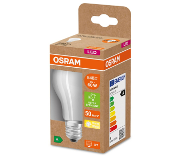 Preview: Osram LED Lampe E27 3,8W 2700K warmweiss 806Lm A60 matt