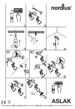 Preview: Deckenlampe Aslak Nordlux schwarz 2x GU10 2-Spot Deckenleuchte