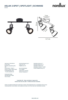 Deckenlampe Aslak Nordlux schwarz 2x GU10 2-Spot Deckenleuchte