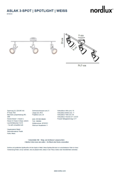 Preview: Deckenleuchte Aslak Nordlux weiss 3x GU10 3-Spot Deckenlampe