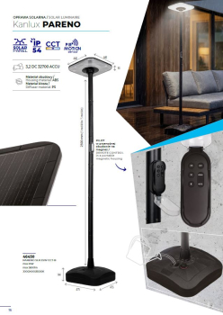 Kanlux LED Solarleuchte PARENO CCT 3000/4000/6500K PIR Sensor schwarz 25W IP54 46450