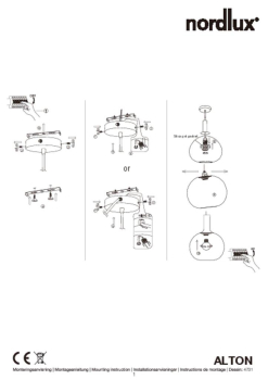 Preview: Nordlux Pendelleuchte Alton 25 Pendel E27 Rauch schwarz Pendellampe Glas