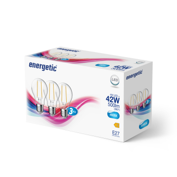 Preview: 3er-Set LED Lampe E27 A60 4000K 4W 500Lm Filament Leuchtmittel 5181010323