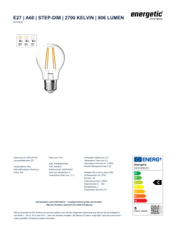 Energetic LED Lampe A60 2700K 806Lm 3-stufig dimmbar E27 5251000221