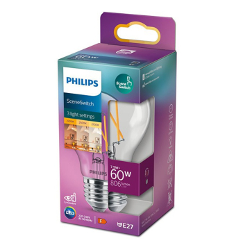 Philips E27 LED Lampe Classic SceneSwitch 8W 2700/2500/2200K 3-Stufen dimmbar