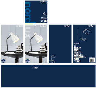 Preview: Tischleuchte Cyclone Nordlux E14 Tisch Leseleuchte weiß 73065001