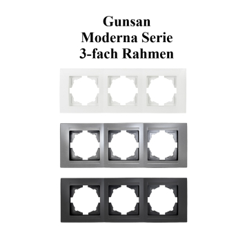 Preview: Gunsan 3-fach Rahmen Moderna silber Schalter Steckdose Abdeckung
