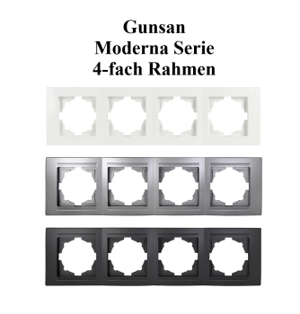 Preview: Gunsan Moderna 4-fach Rahmen schwarz Dimmer Schalter Steckdose
