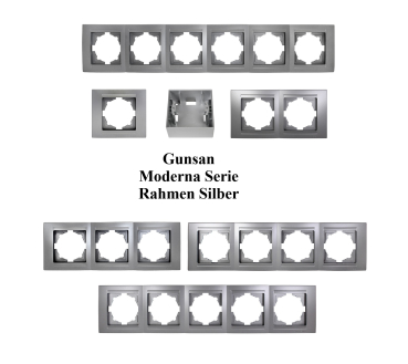 Preview: 4-fach Rahmen Moderna Gunsan silber für Steckdose Schalter Dimmer