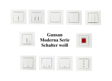 Preview: Gunsan Schalter Moderna Ein-/Ausschalter Unterputz Elektroschlater Weiss