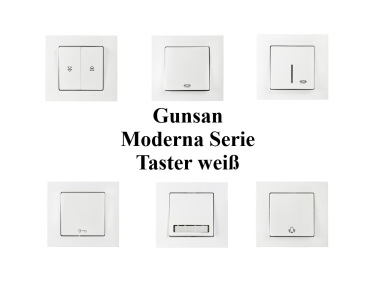 Moderna Taster Unterputz Lichttaster Weiss Gunsan mit Lichtsymbol Steckklemmen