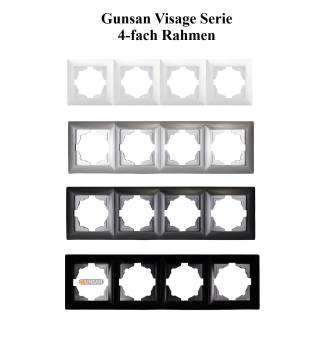 Preview: Visage 4-fach Rahmen für 4 Schalter Steckdosen Dimmer Schwarz Gunsan