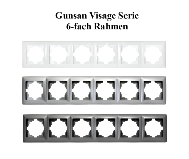 Preview: Gunsan Steckdosenabdeckung Visage 6-fach Rahmen dunkelsilber