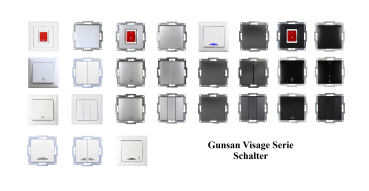 Preview: Gunsan 2-fach Schalter VISAGE + MODERNA Modul Ein-/Ausschalter beleuchtet Weiss