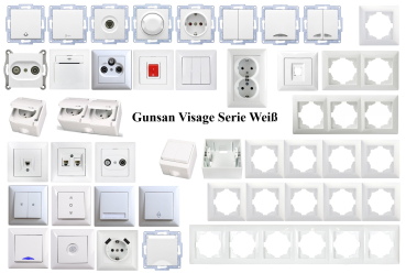 Preview: Lichttaster Gunsan Visage Taster mit Lichtsymbol Unterputz Weiss, Rahmen + Einsatz