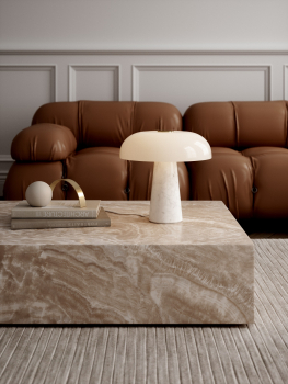 Preview: Tischleuchte Glossy Nordlux DFTP E27 Marmor Glas Opal weiss 2020505001