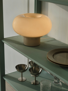 Preview: Tischleuchte Malti Nordlux beige Glas skandinavische Tischlampe 2xE27