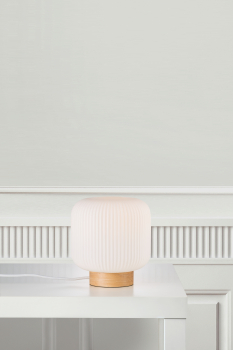 Preview: Tischleuchte Nordlux Milford Tischlampe Opalglas Holz braun E27 48915001