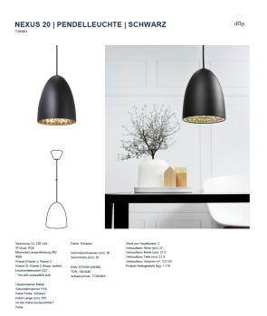 Preview: Pendelleuchte Nexus 20 Nordlux 77263003 Hängeleuchte schwarz E27