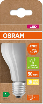 Osram LED Lampe E27 2,2W 2700K warmweiss 470Lm A60 matt