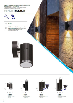 Aussenwandleuchte RADILO EL 2X SE B schwarz Bewegungsmelder IP44 GU10 Kanlux 46203