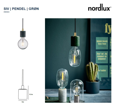 Nordlux Pendelleuchte Pendellampe SIV Pendel Marmor E27 grün