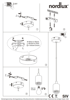 Nordlux Pendelleuchte Pendellampe SIV Pendel Marmor E27 grün