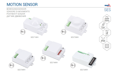 Preview: Bemko Mikrowellen Bewegungsmelder 360° 500W IP20 B52-SES73WH