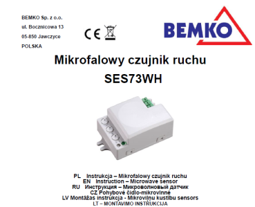Preview: Bemko Mikrowellen Bewegungsmelder 360° 500W IP20 B52-SES73WH