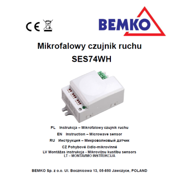 Bemko Mikrowellen Bewegungsmelder 360° 500W IP20 B52-SES74WH